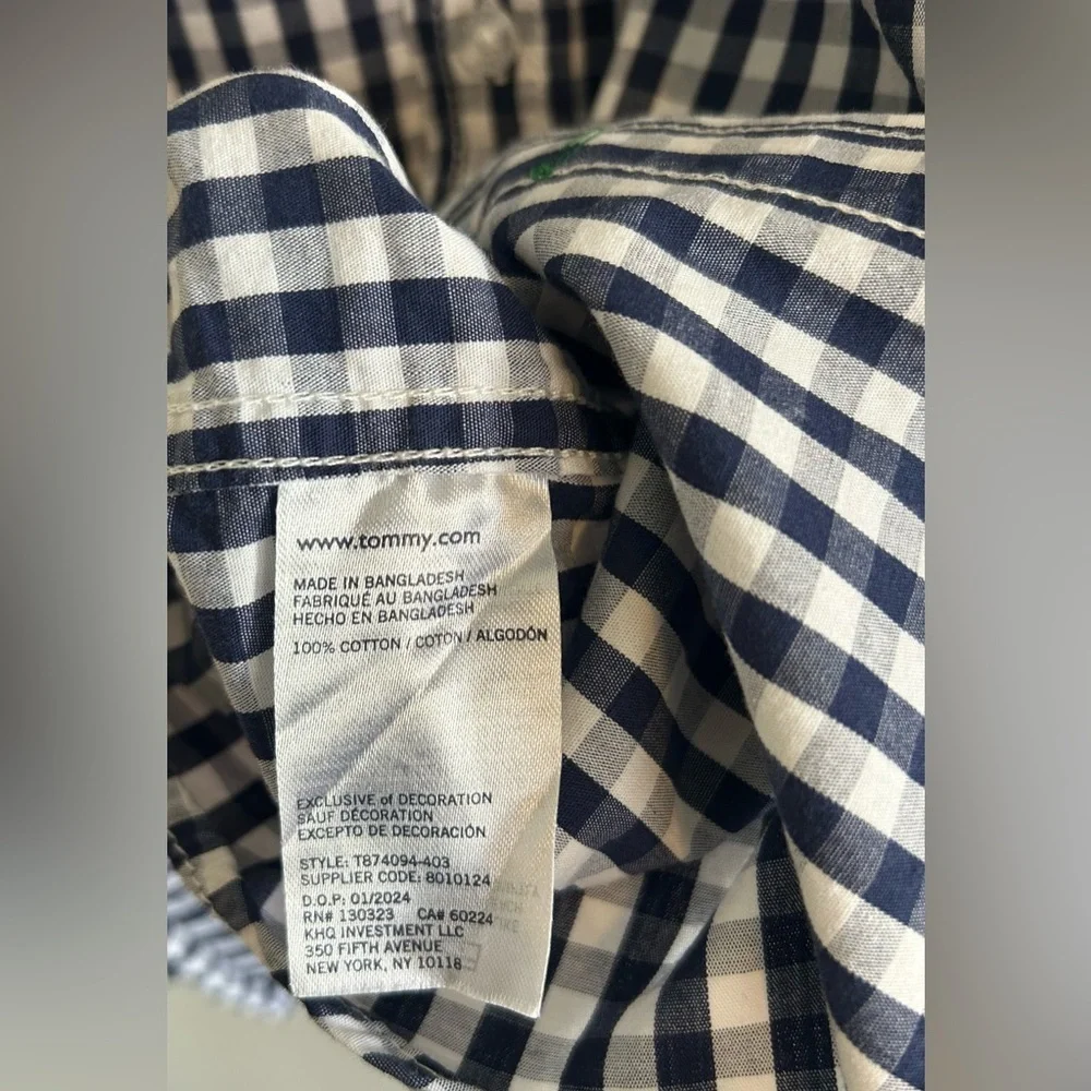 Tommy Hilfiger Navy and White Checkered Shirt